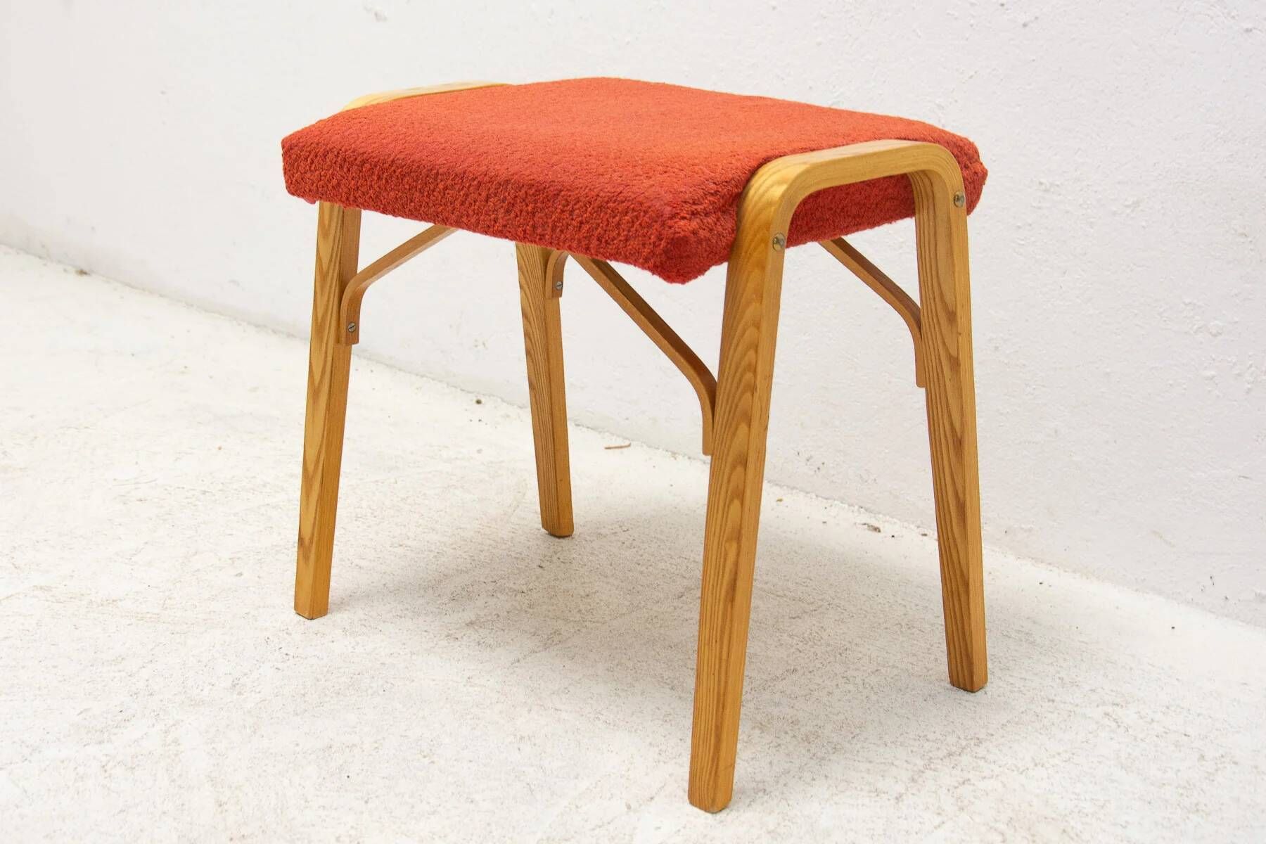 Mid-century bentwood stool by Dřevopodnik Holešov, wooden seating, 1970s