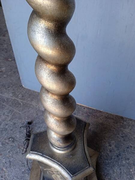 Silver carved wood floor lamp from the 1940s