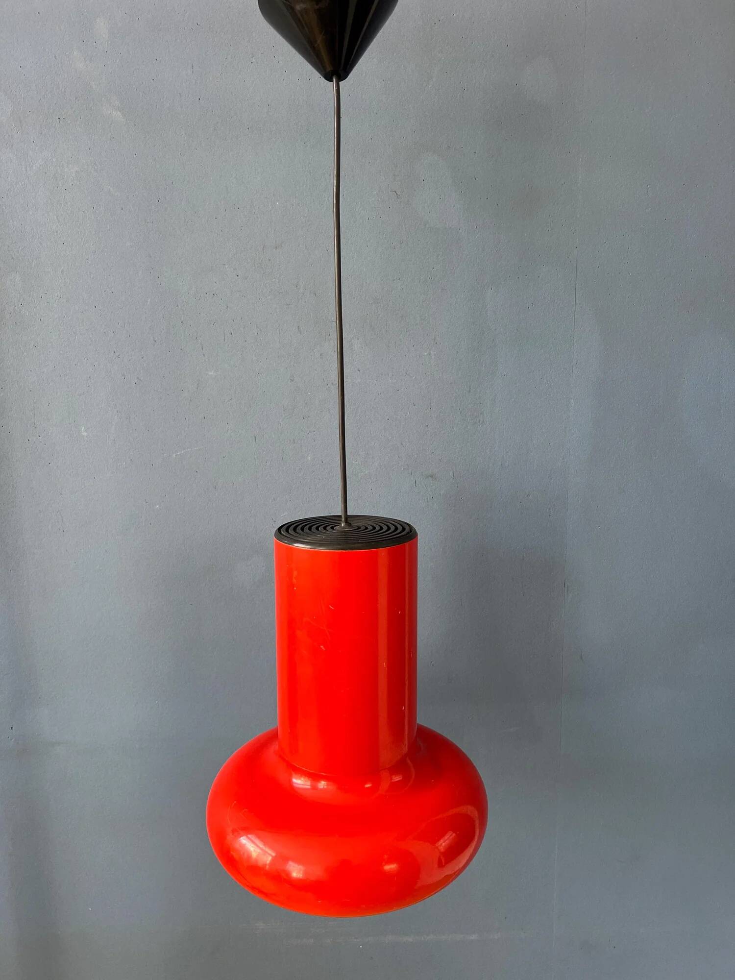 Vintage red space age cone pendant lamp