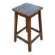 High workshop stool in dark wood and grey blue linoleum 60cm