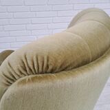 Danish velour armchair, original condition, beech wood, 80s