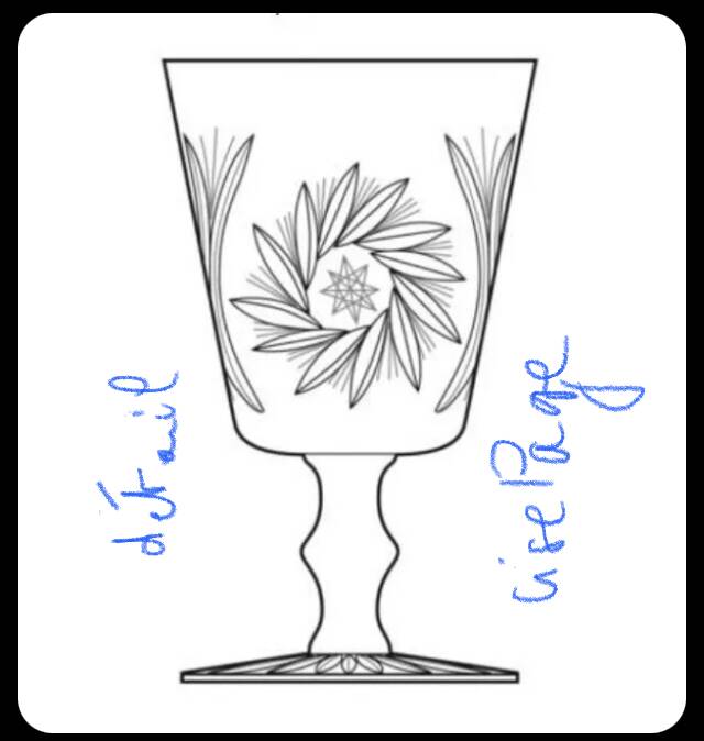 4 chiseled crystal glasses. Berlin Kusak Cut Glass Works.