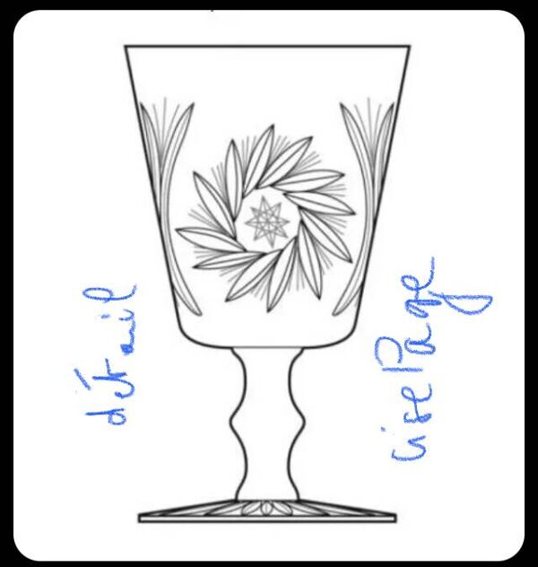 4 verres en cristal ciselés. Berlin Kusak Cut Glass Works.