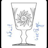 4 chiseled crystal glasses. Berlin Kusak Cut Glass Works.