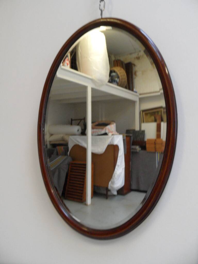 Antique mahogany oval mirror