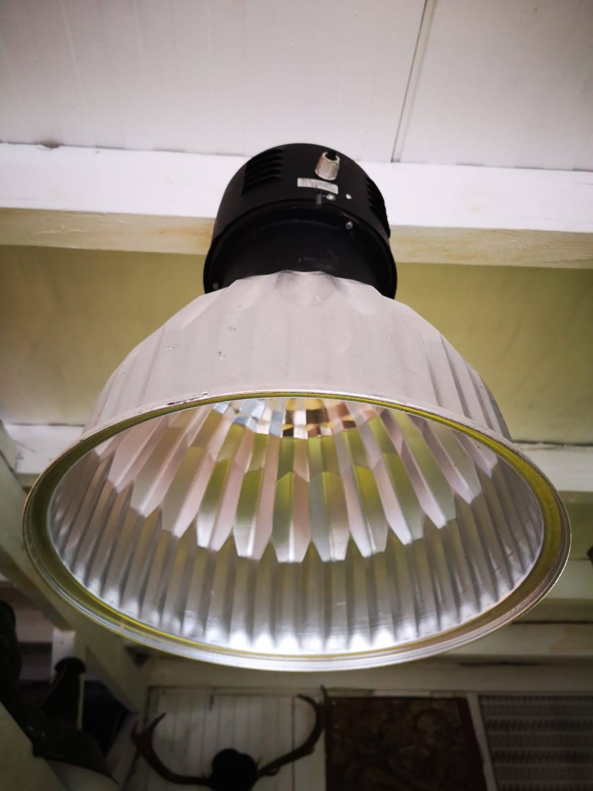 Black and metal industrial hanging lamp