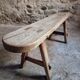 Vintage oak French bench – Rustic farmhouse seat – 1950s