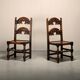 Pair Antique Yorkshire Back Stools / Side Chairs solid Oak, England 18th Ce
