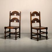 Paire de tabourets/chaises d'appoint anciens du Yorkshire en chêne massif, Angleterre, XVIIIe siècle