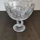 Large cut crystal bowl on a stand, swans – H 23 x Ø 20 cm – vintage