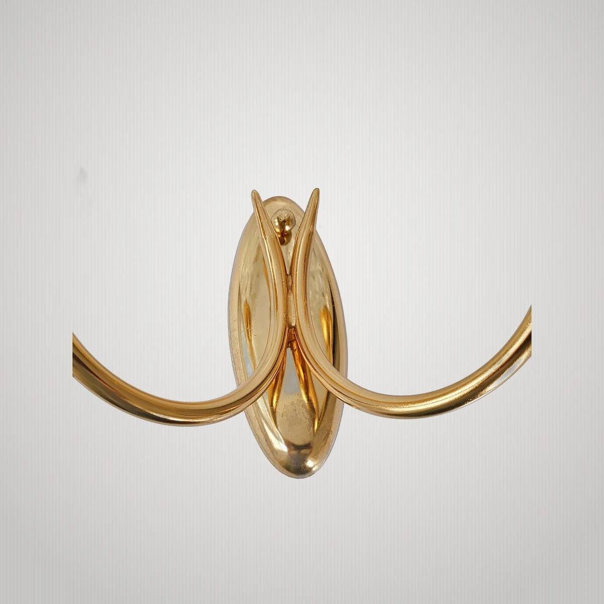 Vintage 1950s wall light, Arlus house, glass, plexiglass, gilded brass, 50s.