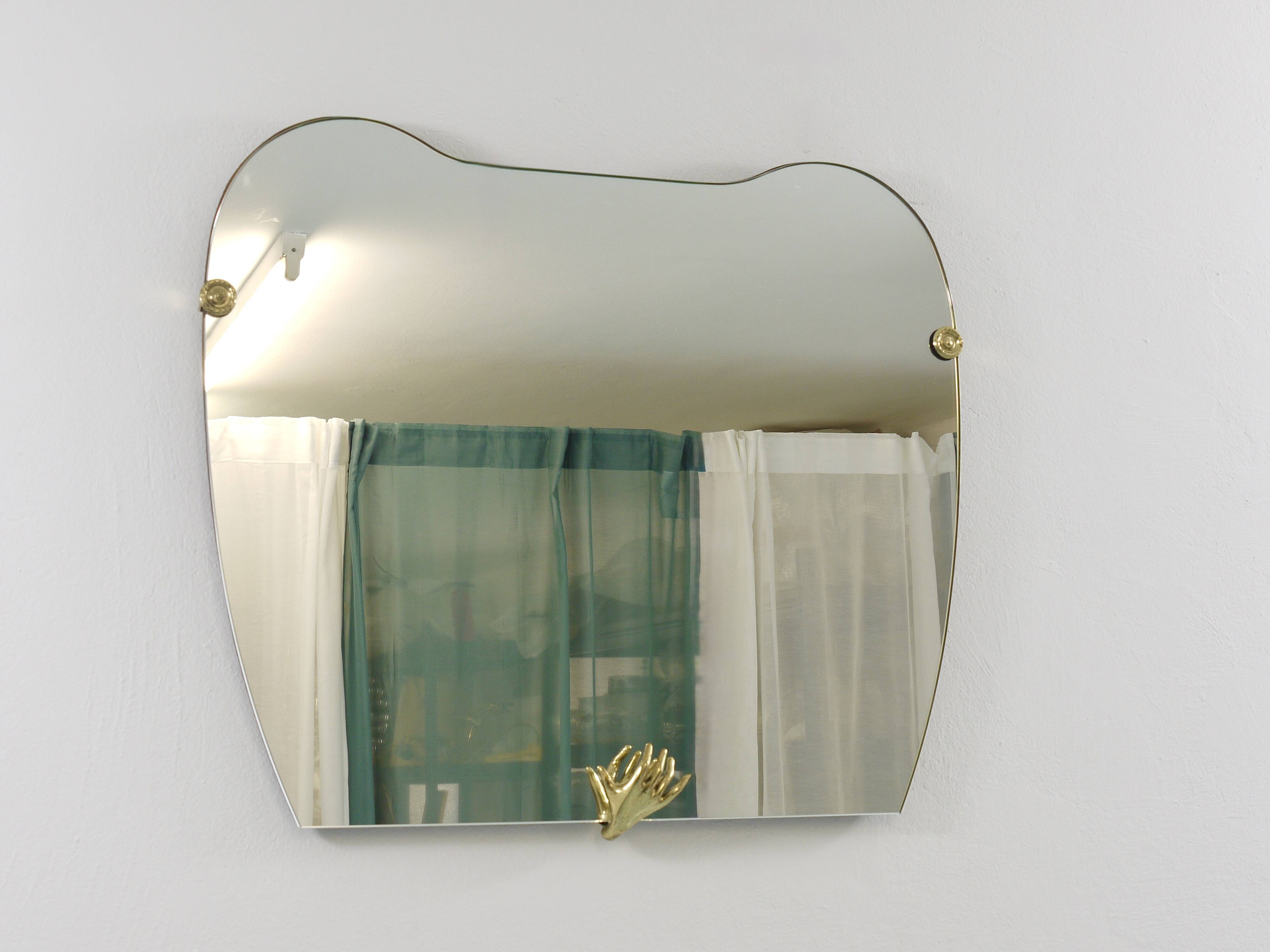 Scultpural Brass Hand Mid-Century Wall Mirror, Italy, 1950s