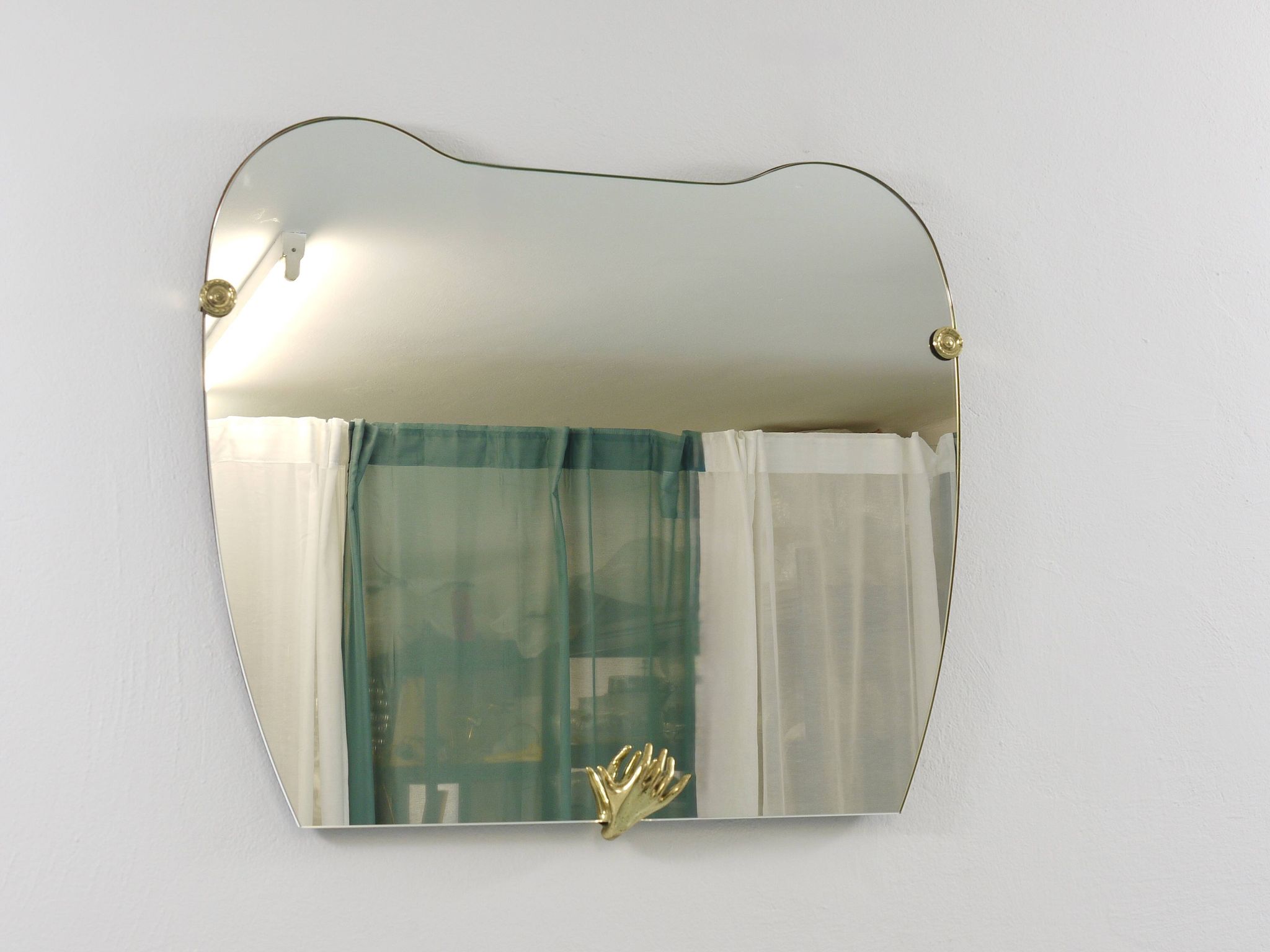 Scultpural Brass Hand Mid-Century Wall Mirror, Italy, 1950s
