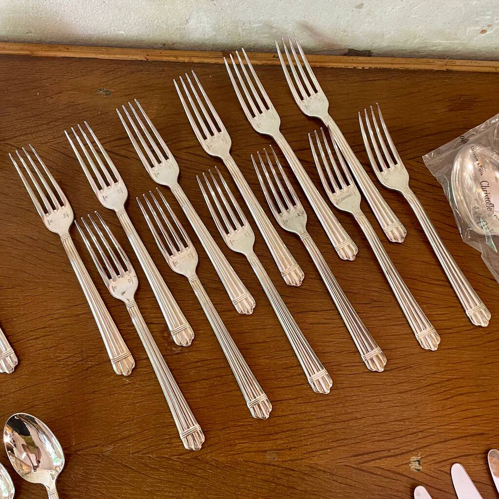 Silver-plated metal cutlery set Chrisofle model Aria, 50 pieces