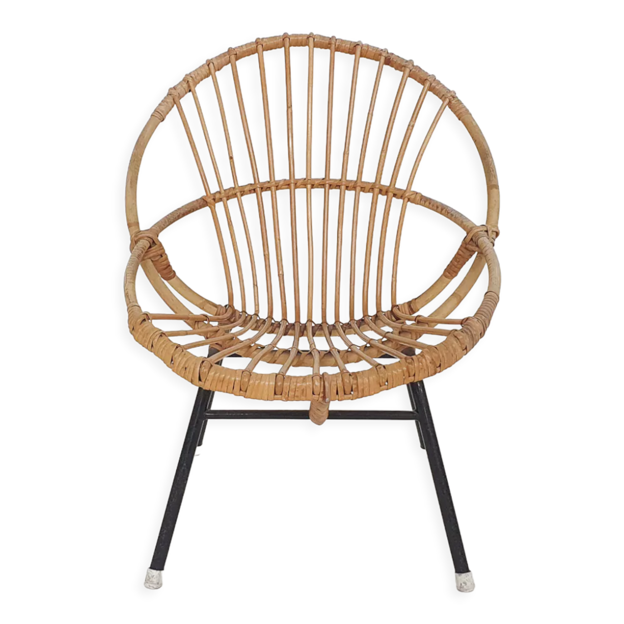 Rohe Noordwolde rattan and metal lounge chair, The Netherlands 1950's