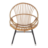 Rohe Noordwolde rattan and metal lounge chair, The Netherlands 1950's