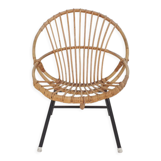 Rohe Noordwolde rattan and metal lounge chair, The Netherlands 1950's