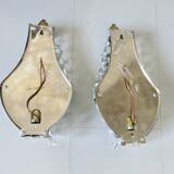 Pair of silver-plated balloon wall lights with pendants, circa 1970.