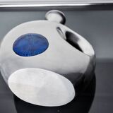 Vase biomorphique par Art3, aluminium et céramique émaillée bleu, Espagne, 1980