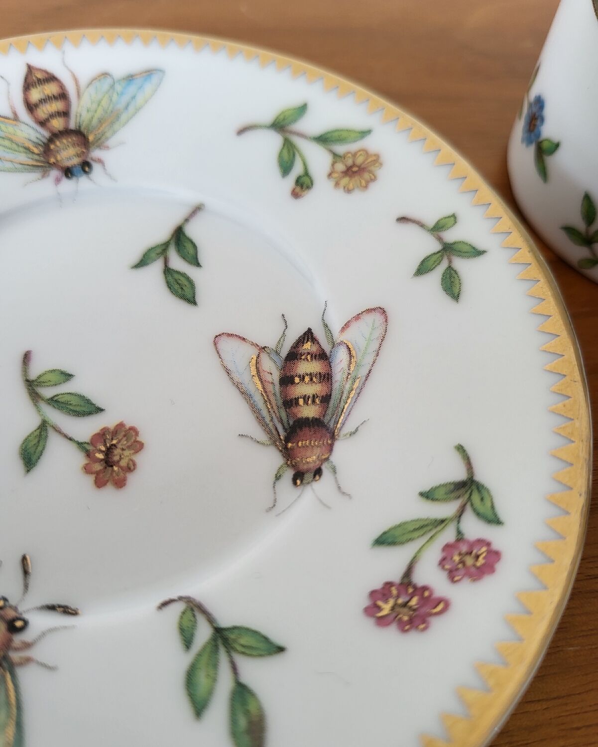 Cup and saucer in porcelain Henriette Bee pattern