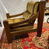 Brutalist design armchair in old oak