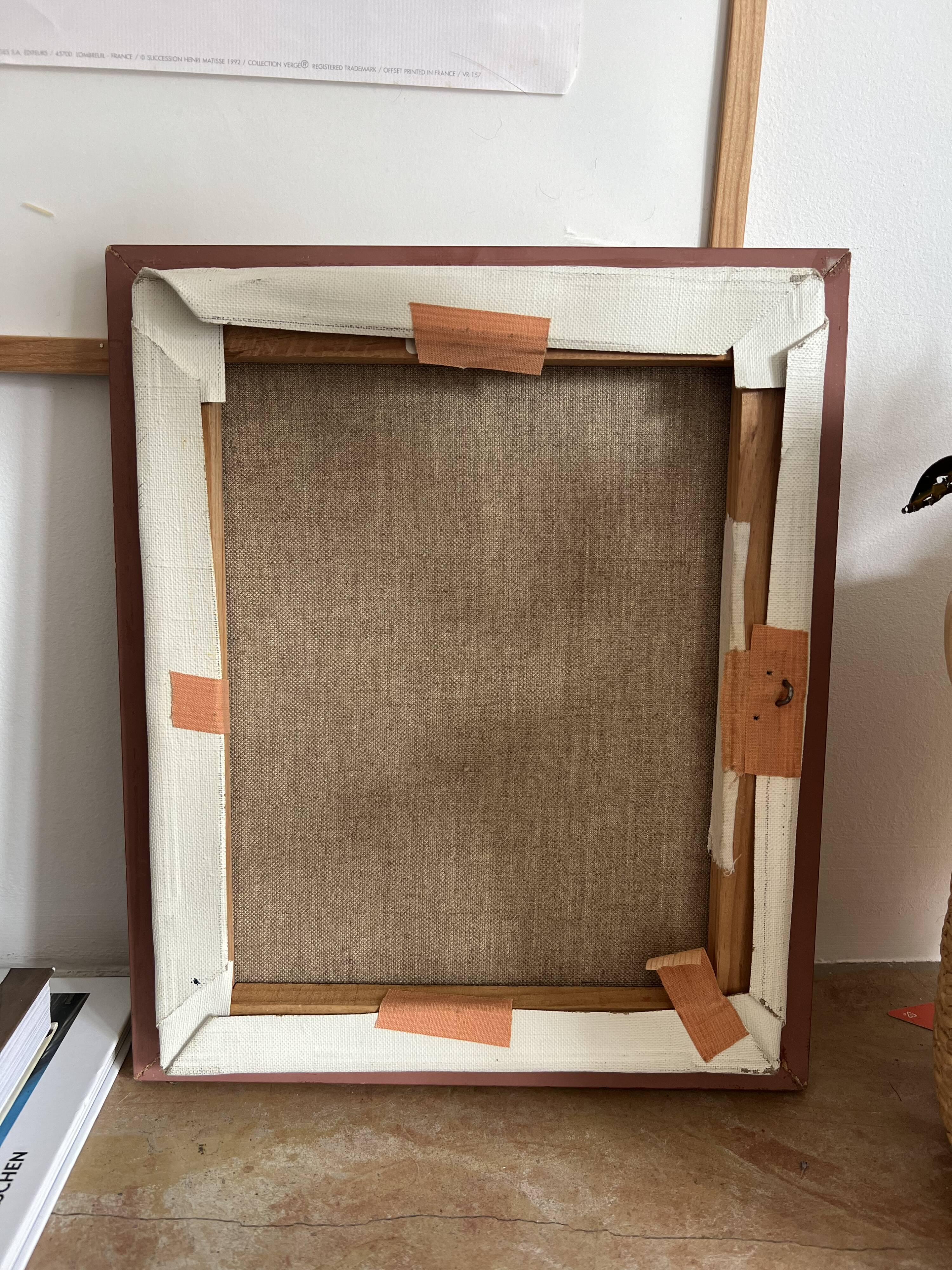 Abstract painting with vintage gilded frame