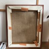 Abstract painting with vintage gilded frame