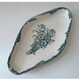 Antique Terre de Fer dish with carnation decoration from Clairefontaine