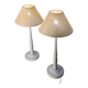 pair of grey-blue lacquered wooden bedside lamps 48x25 compliant with electrical standards