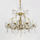 Old chandelier, pendant light, Marie Thérèse light with 9 lights and glass pendants. 1980s
