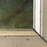 Jean-Baptiste Fouque (1819 - 1880) "Stroll in the Garden" oil on panel