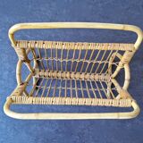 Vintage rattan magazine rack, The Netherlands 1960's