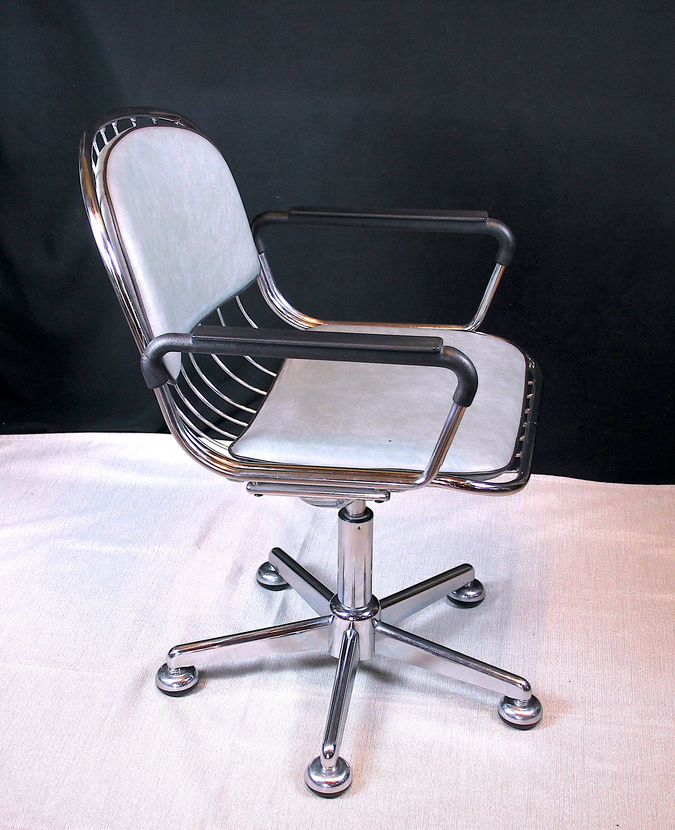 1980s Vintage Molteni and Consonni Metal & Leather Chairs - a Pair