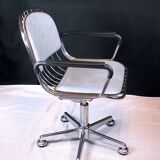 1980s Vintage Molteni and Consonni Metal & Leather Chairs - a Pair