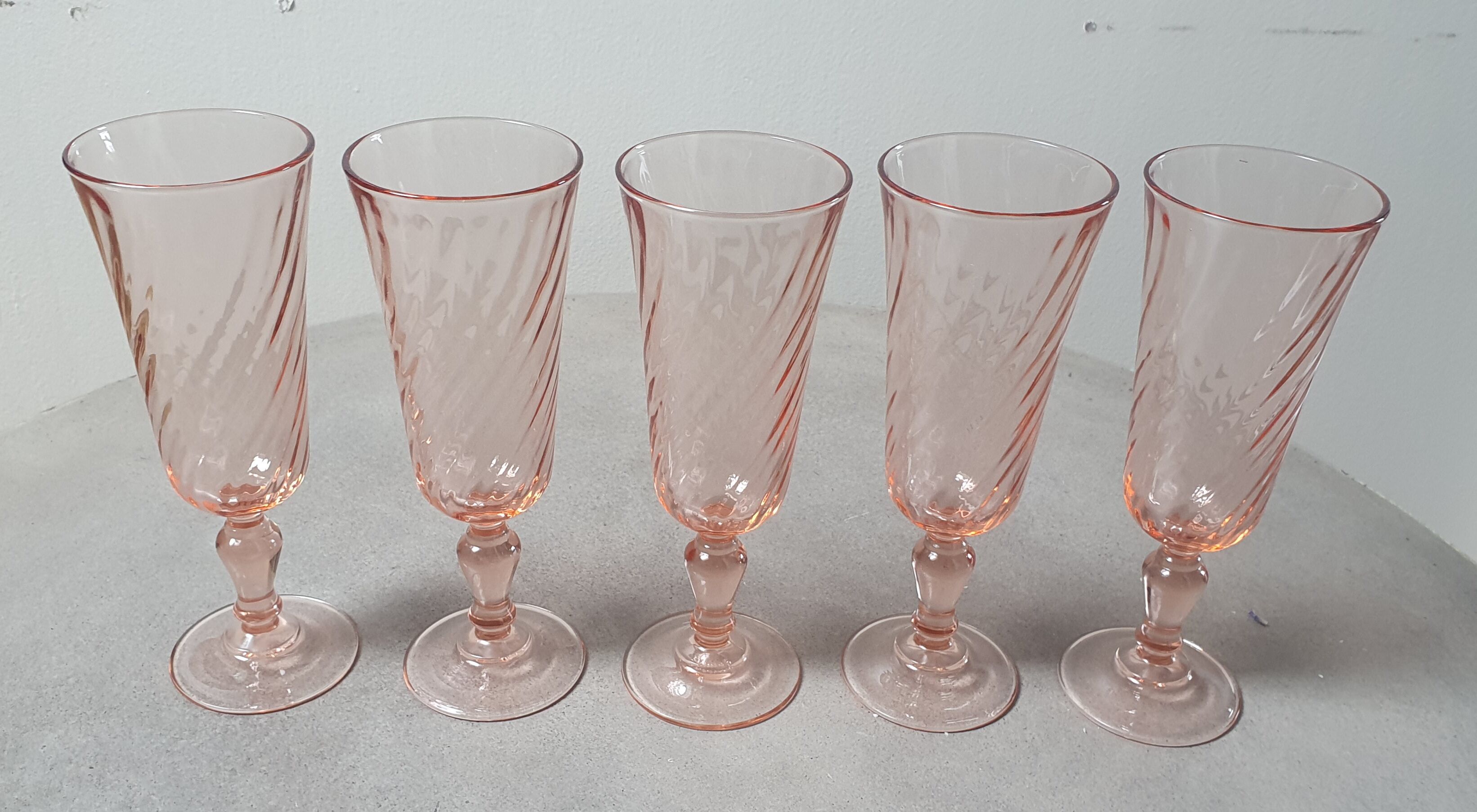 5 champagne glasses
