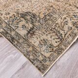 200x300 cm Beige vintage  carpet,  floral design wool and cotton carpet.