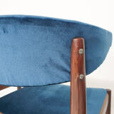 Ensemble de quatre chaises de salle à manger en palissandre et velours par Topform, Pays-Bas des années 1950