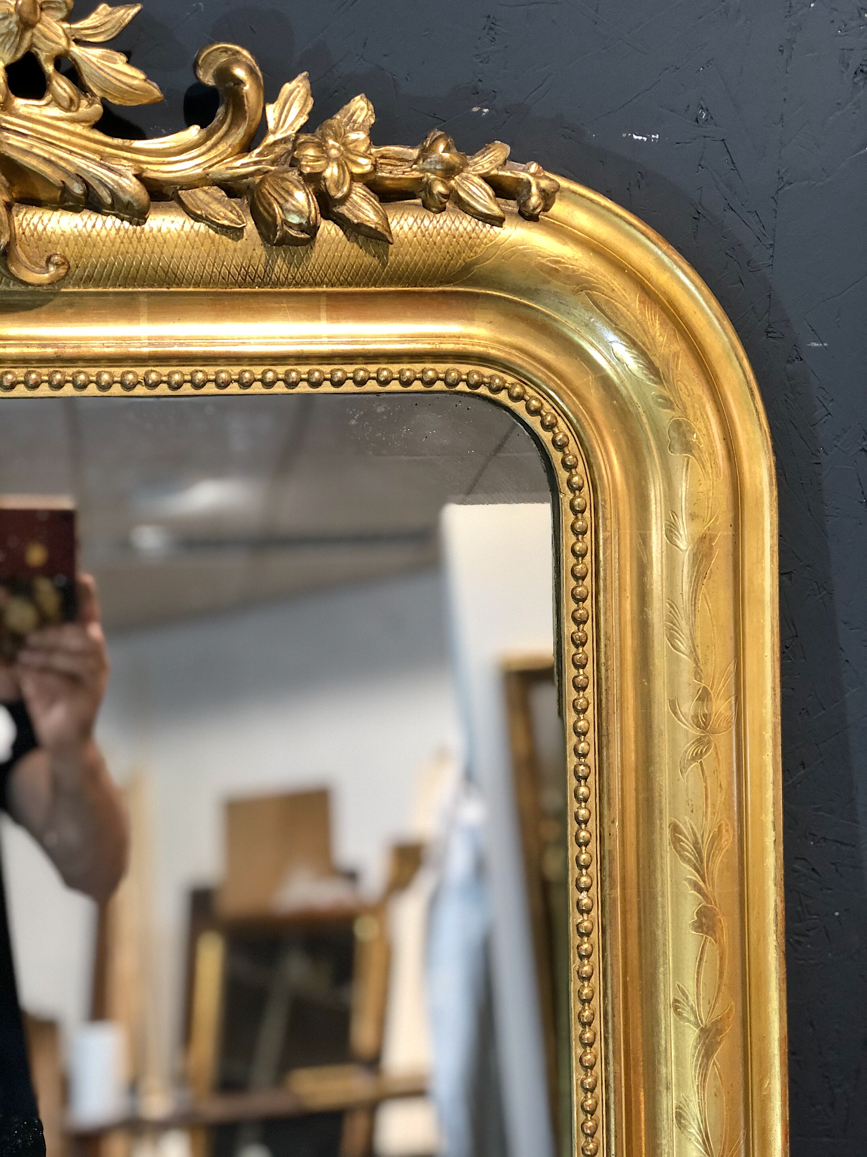 Old mirror 162 x 104 gold leaf gilding