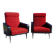 Fauteuils vintage rouge et noir, les 2