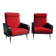 Fauteuils vintage rouge et noir, les 2