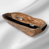 Vintage olive wood tray, serving dish, trinket, brutalist