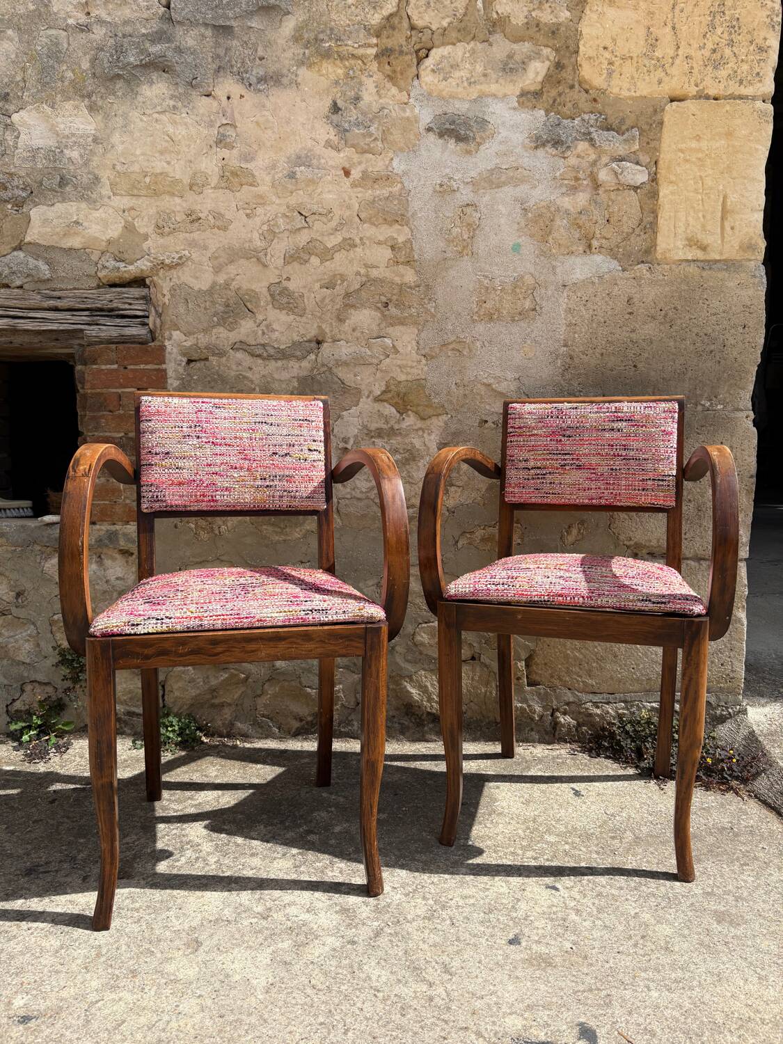 Pair of 1960s bridge chairs in Nobilis fabric