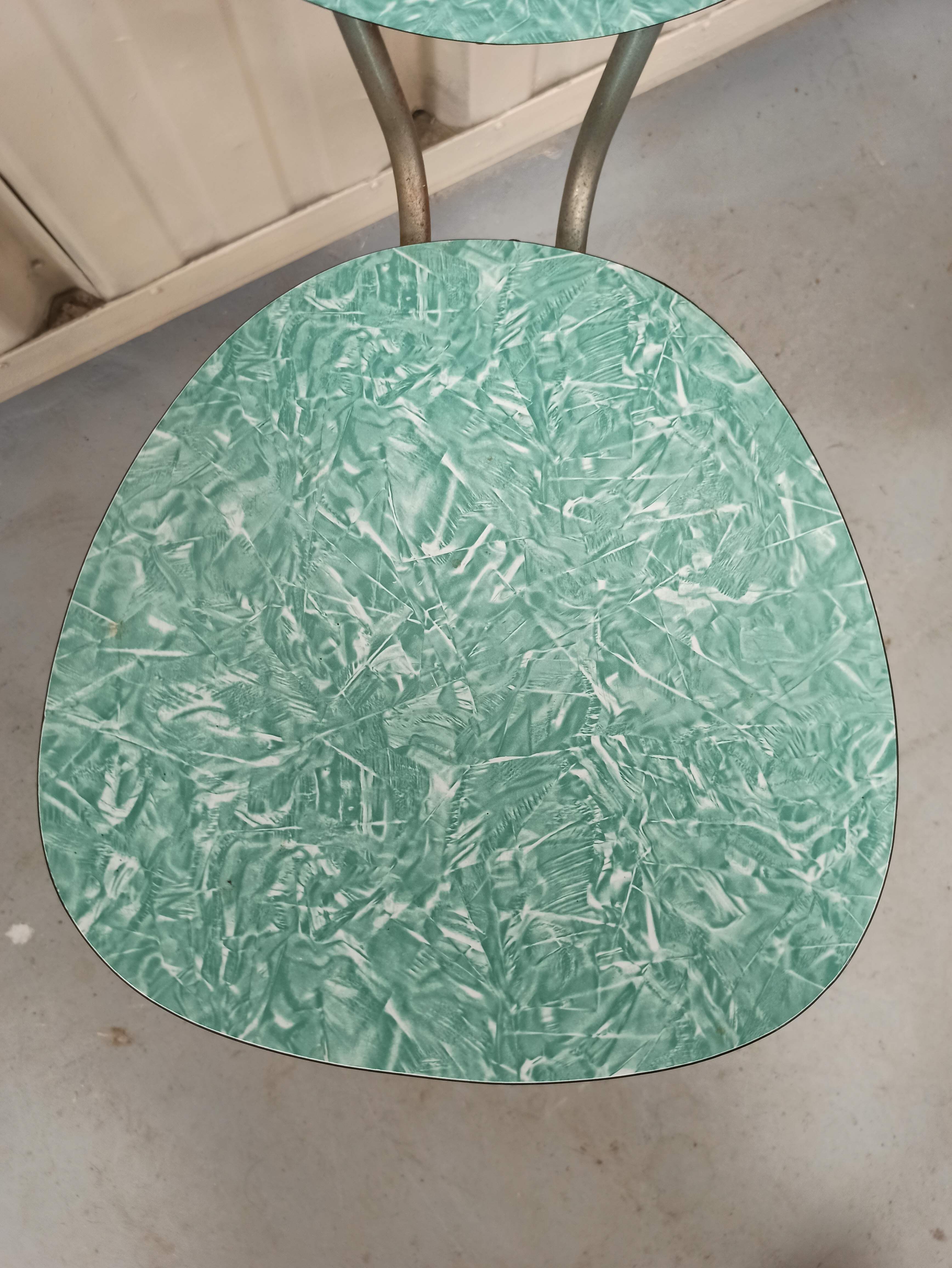 Formica chair green marbled effect