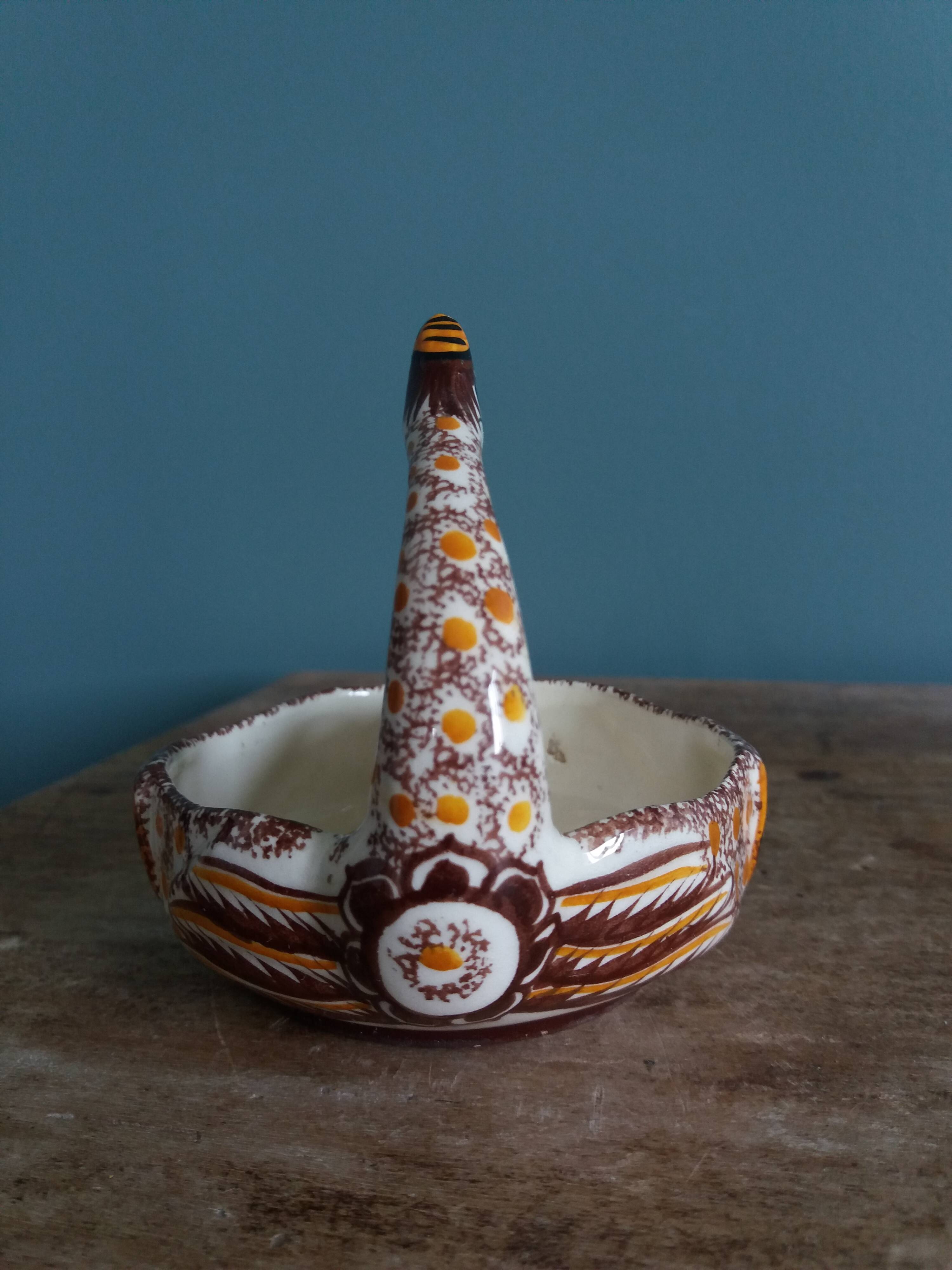 Henriot Quimper salt cellar in the shape of swans