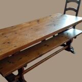 Oak monastery table with 2 original benches