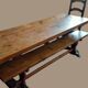 Oak monastery table with 2 original benches
