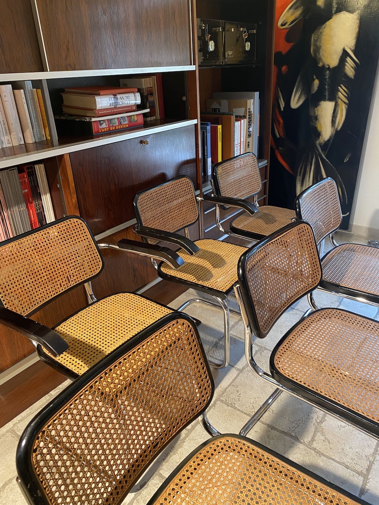 Set of 4 chairs B32 and 2 armchairs B64 Cesca by Marcel Breuer Italian Edition 1980