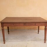 Vintage wooden and leather desk dining table