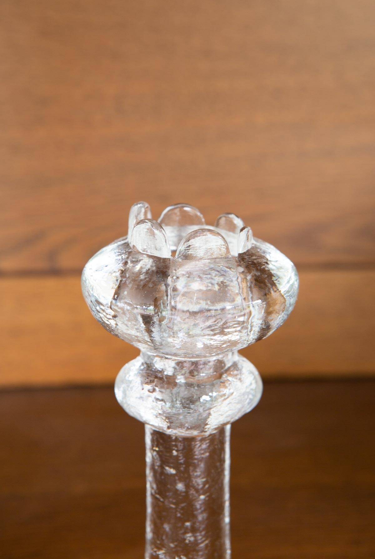 Pair of Swedish glass candlesticks by Staffan Gellerstedt for Pukeberg 1970s