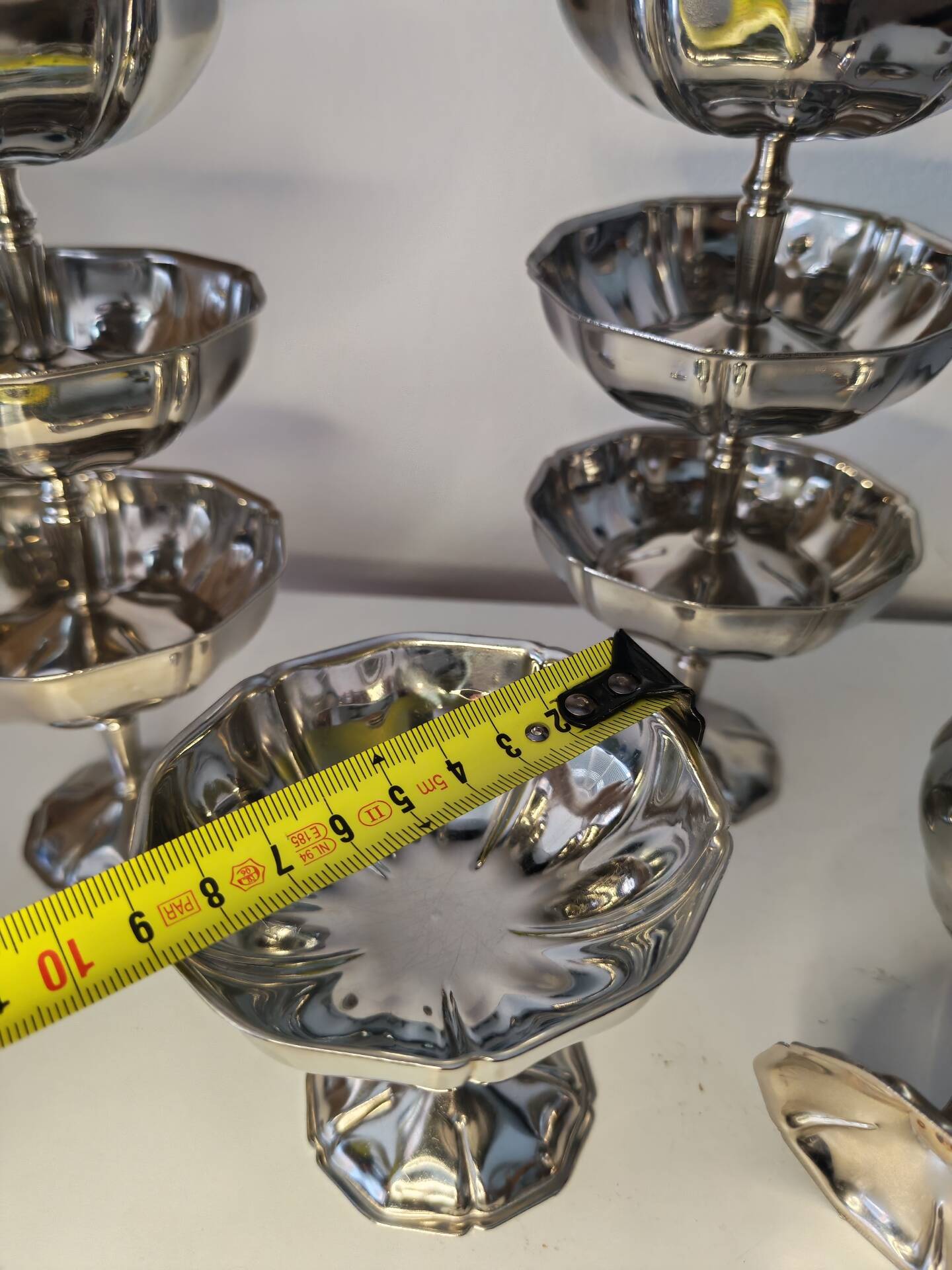 11 vintage stainless steel ice cream cups